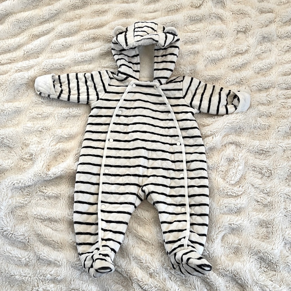 Nordstrom Baby Boy Striped Bunting Fleece Snowsuit One-Piece
